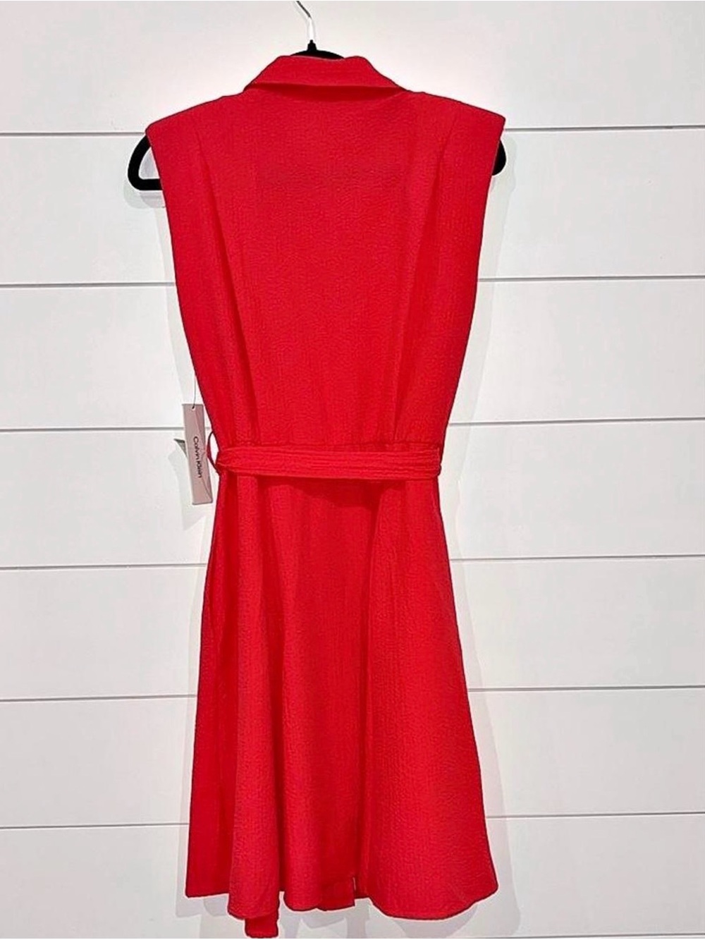 Calvin Klein Sleeveless Shirt Dress with Tie Waist - Picture 2 of 4